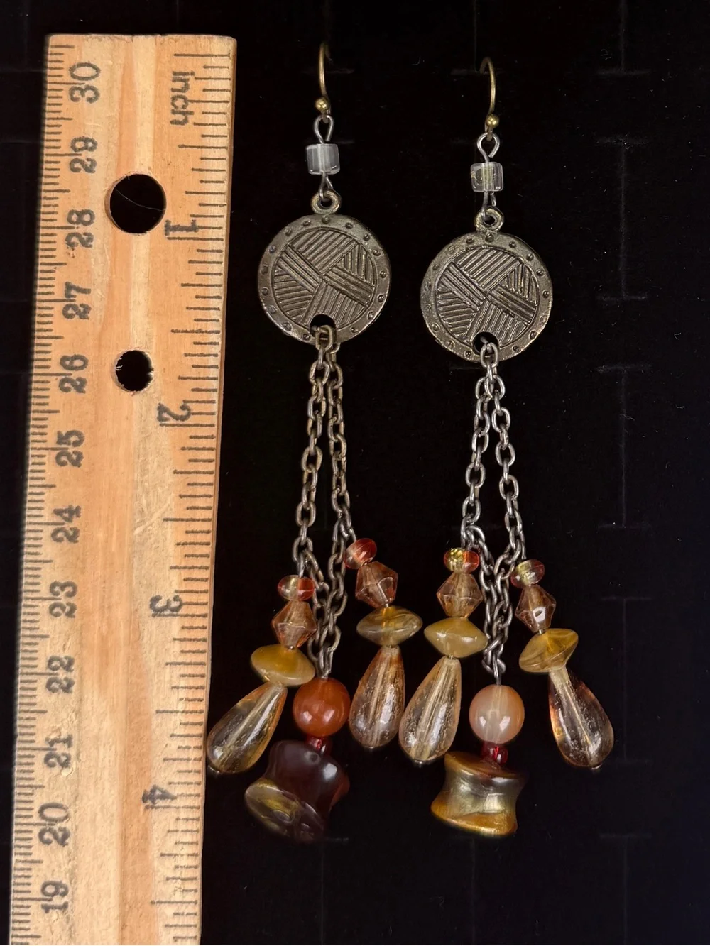 Vintage Bohemian chic long dangle pierced earrings